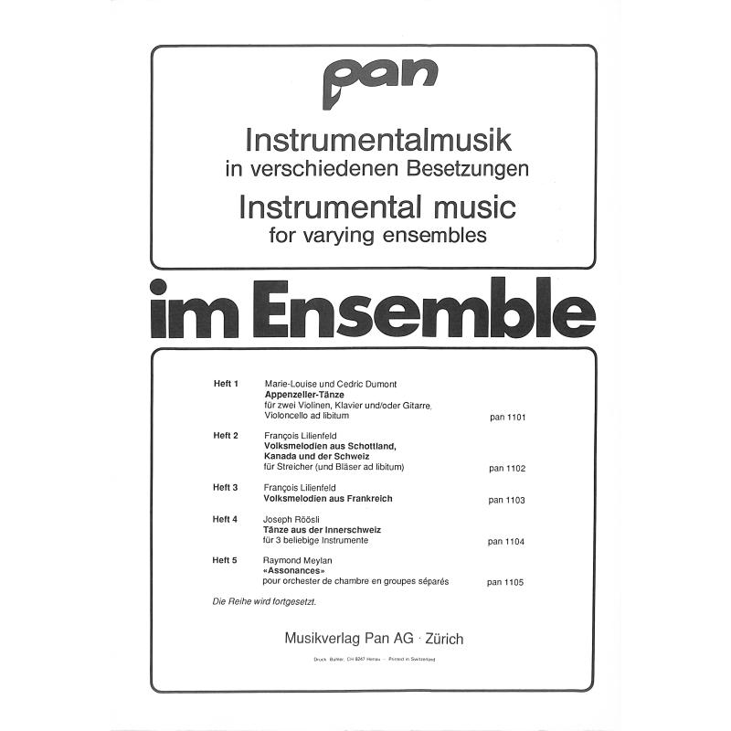 Notenbild für PAN 1105 - ASSONANCES