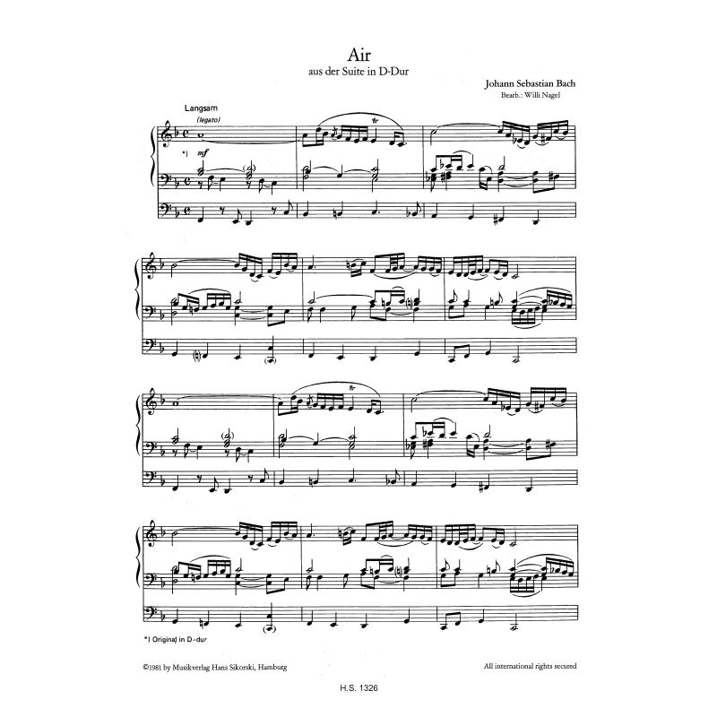 Notenbild für SIK 1326 - AIR (ORCHESTERSUITE 3 D-DUR BWV 1068)