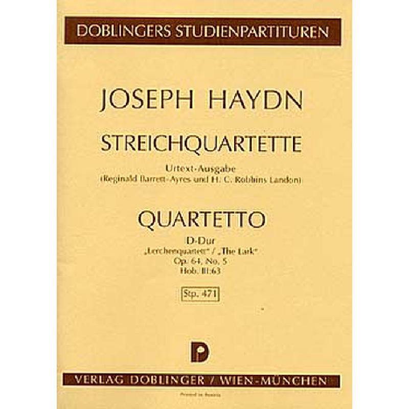 Titelbild für STP 471 - QUARTETT D-DUR OP 64/5 HOB 3/63 (LERCHEN)