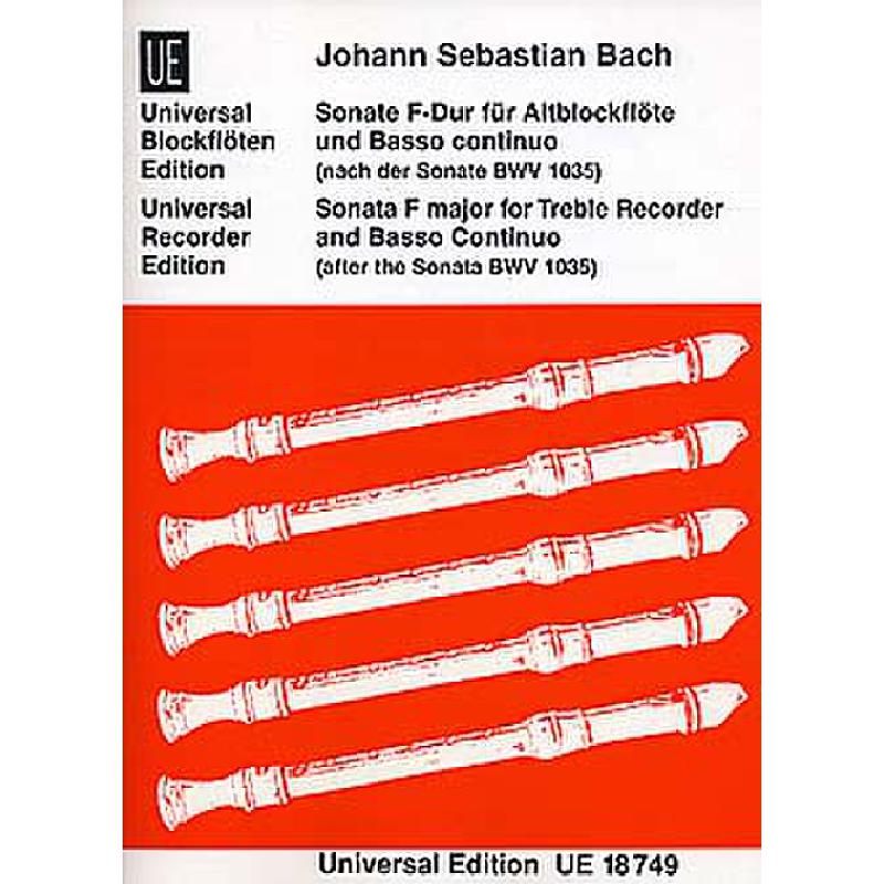 Titelbild für UE 18749 - SONATE F-DUR (NACH BWV 1035)