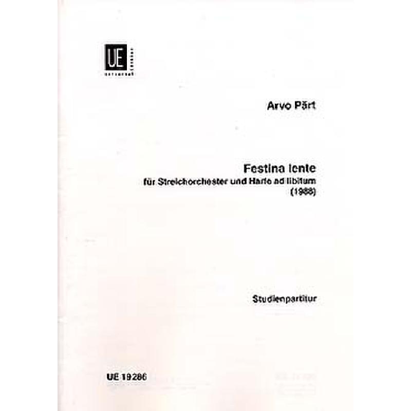 Titelbild für UE 19286 - FESTINA LENTE (1988)