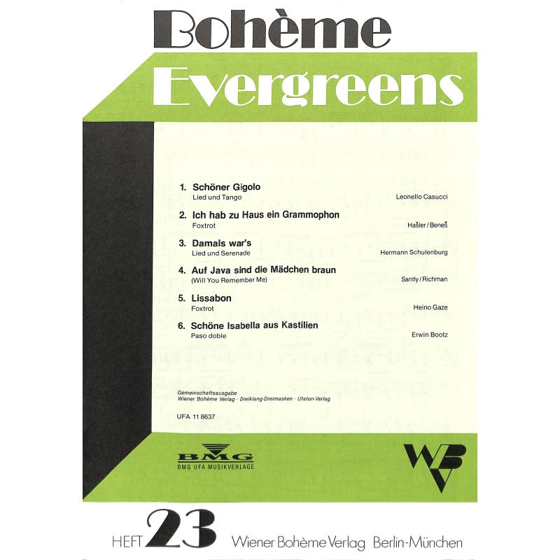 Titelbild für UFT 118637 - Boheme Evergreens 23