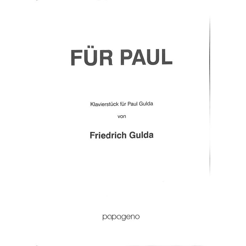 Titelbild für WEINB 909-30 - FUER PAUL
