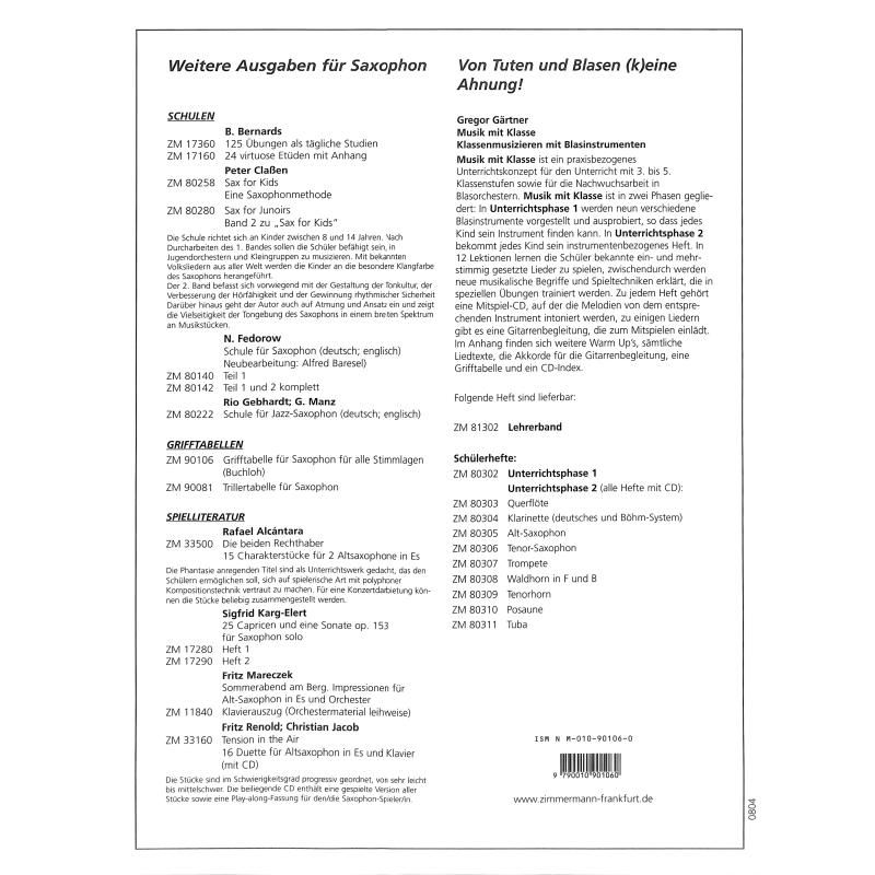 Notenbild für ZM 90106 - GRIFFTABELLE SAXOPHON