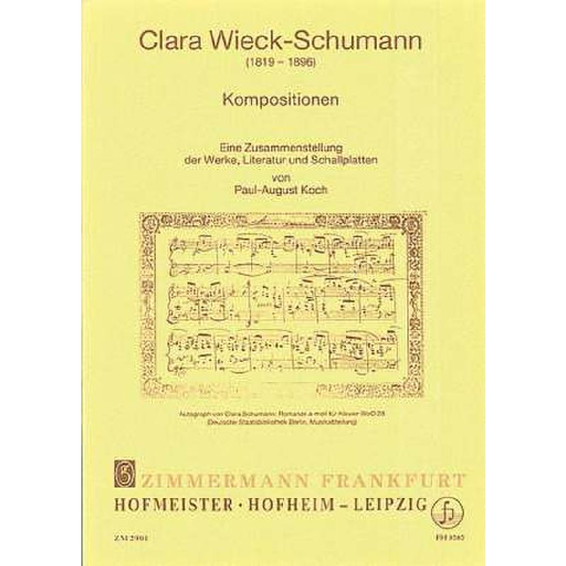 Titelbild für ZM 29010 - WERKVERZEICHNIS CLARA WIECK SCHUMANN