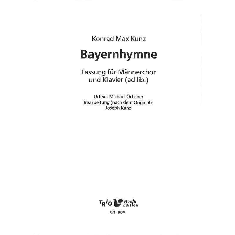 Titelbild für TRIO -CH004 - BAYERNHYMNE (B-DUR)