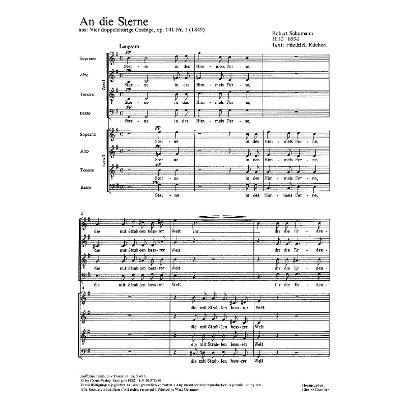 Titelbild für CARUS 40278-50 - AN DIE STERNE OP 141/1