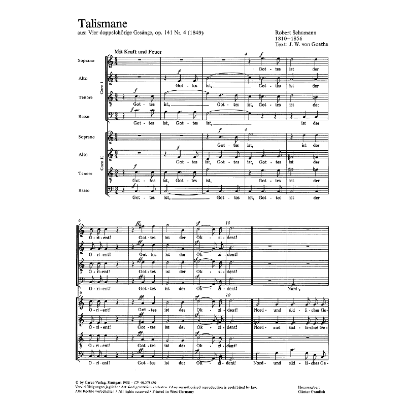 Titelbild für CARUS 40278-80 - TALISMANE OP 141/4