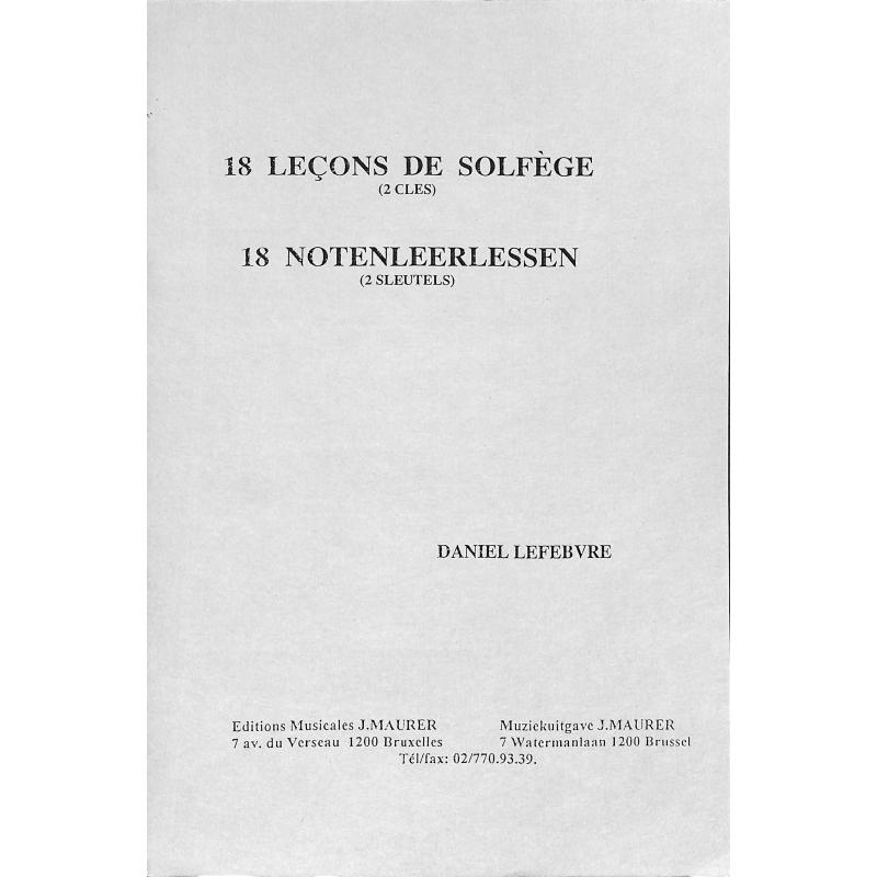Titelbild für MAURER 1253 - 18 LECONS DE SOLFEGE A 2 CLES