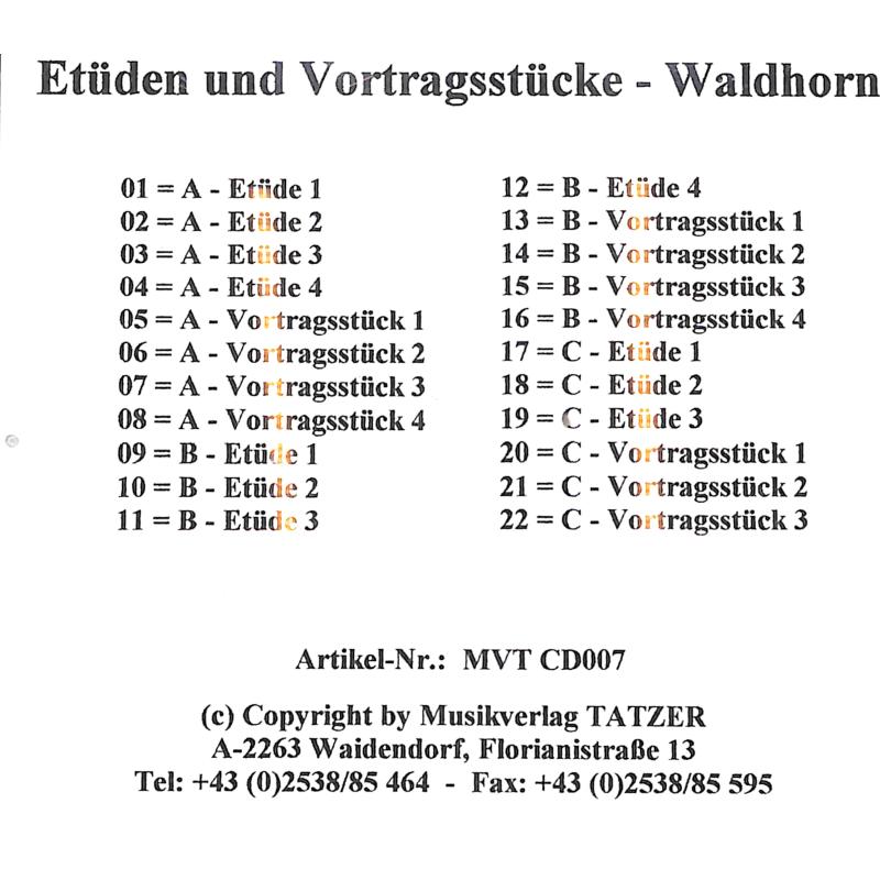 Notenbild für TATZER -CD007 - ETUEDEN + VORTRAGSSTUECKE HRN