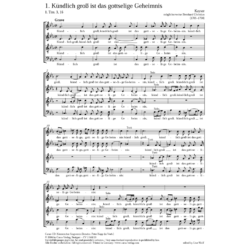 Notenbild für CARUS 2041-20 - MOTETTEN UND CHORARIEN 2