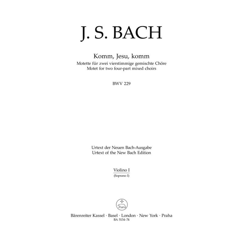 Titelbild für BA 5134-74 - Komm Jesu komm BWV 229 - Motette 5