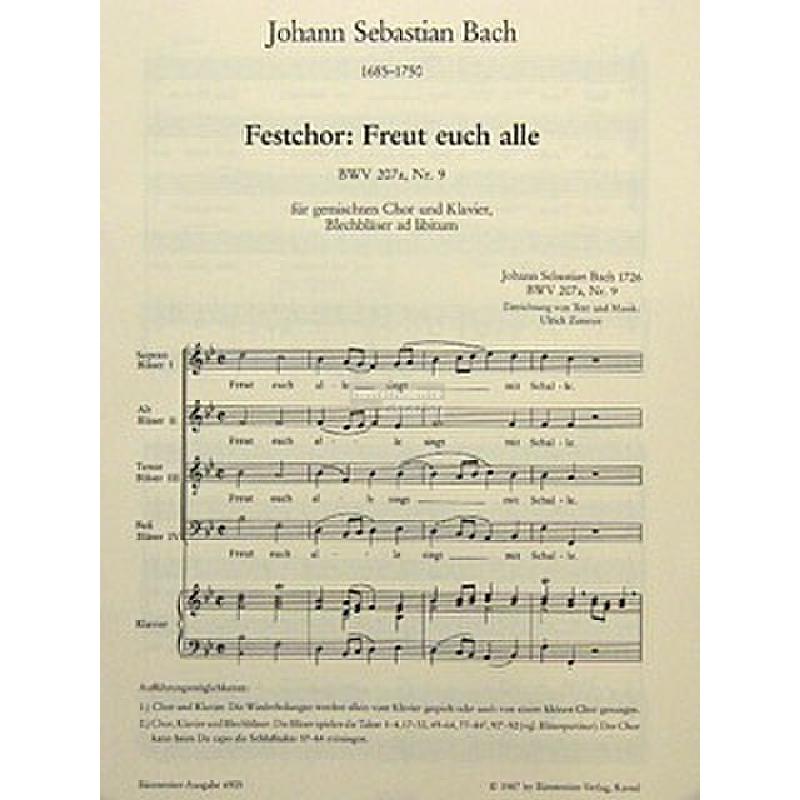 Titelbild für BA 6905-51 - Freut euch alle BWV 207a Nr 9