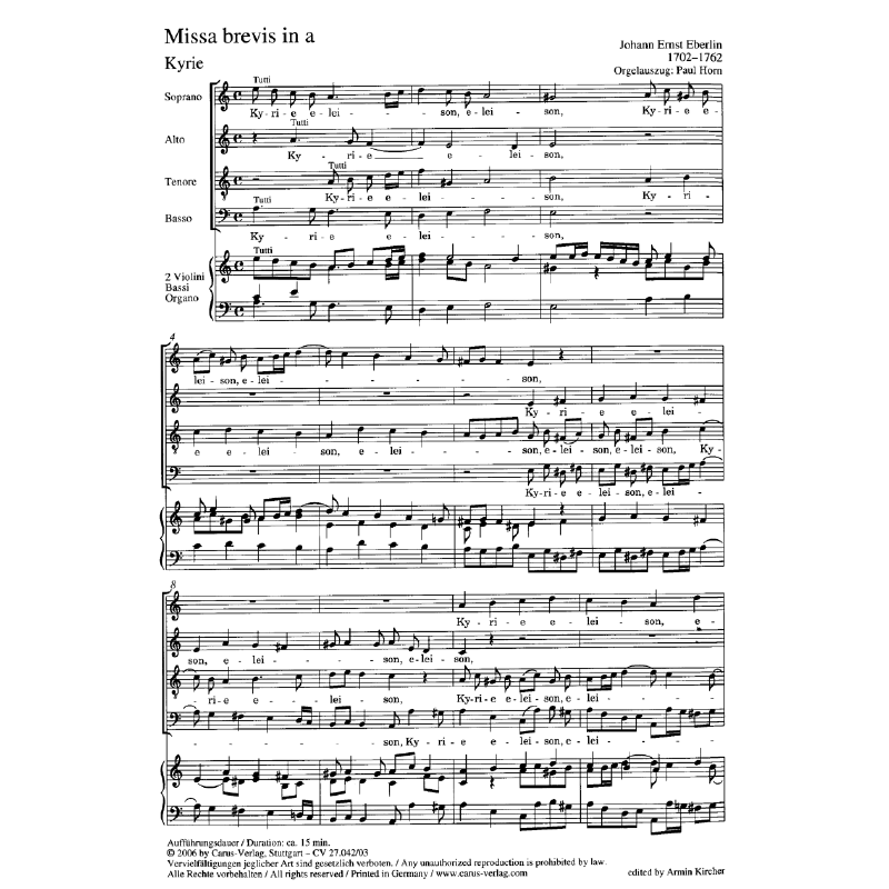 Notenbild für CARUS 27042-03 - MISSA BREVIS A-MOLL