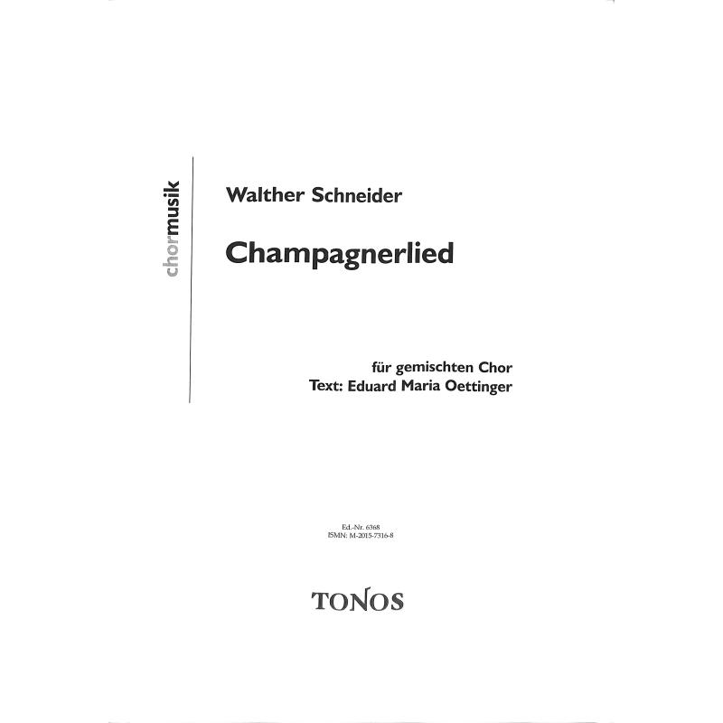 Titelbild für TONOS 6368 - CHAMPAGNERLIED
