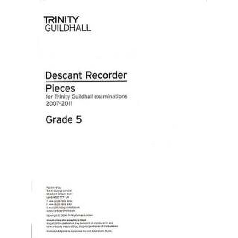 Titelbild für TG 005595 - DESCANT RECORDER EXAMINATION PIECES 5 2007-2011