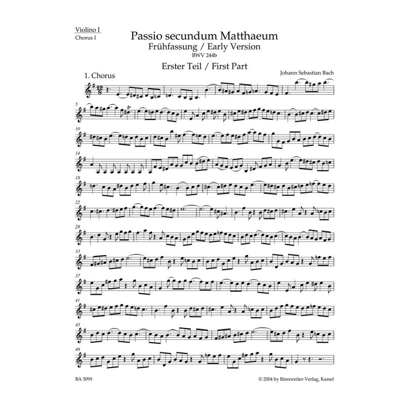 Titelbild für BA 5099-74 - Matthäus Passion Frühfassung BWV 244b
