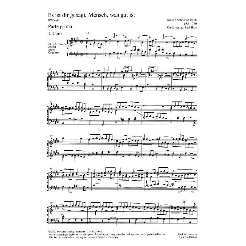 Notenbild für CARUS 31045-03 - KANTATE 45 ES IST DIR GESAGT MENSCH WAS GUT IST BWV 45