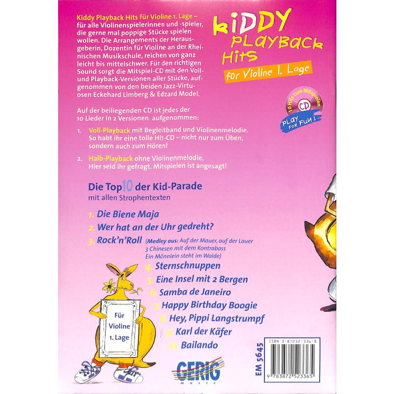 Notenbild für HGEM 5645 - KIDDY PLAYBACK HITS FUER VIOLINE