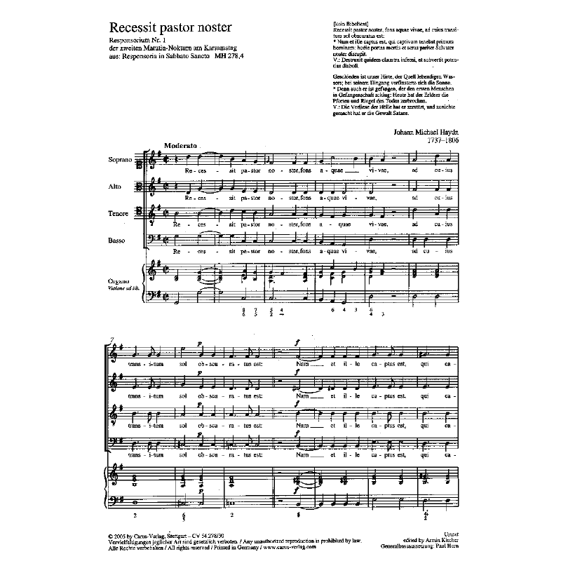 Titelbild für CARUS 54278-30 - RECESSIT PASTOR NOSTER