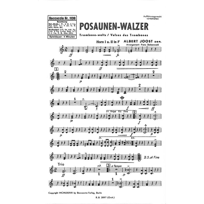 Titelbild für PREC 1130-1191-ERG - POSAUNENWALZER + GRAZIOESE POLKA