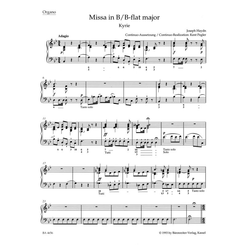 Titelbild für BA 4656-67 - Missa B-Dur Hob 22/13 (Schöpfungsmesse)