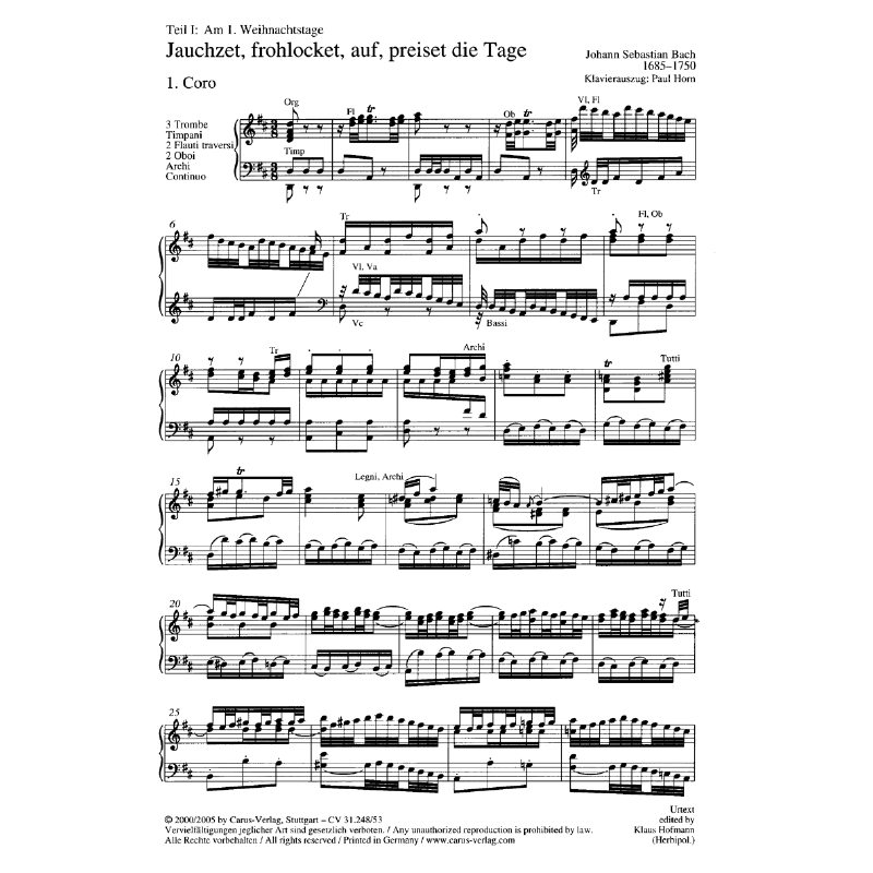 Notenbild für CARUS 31248-53 - WEIHNACHTSORATORIUM BWV 248