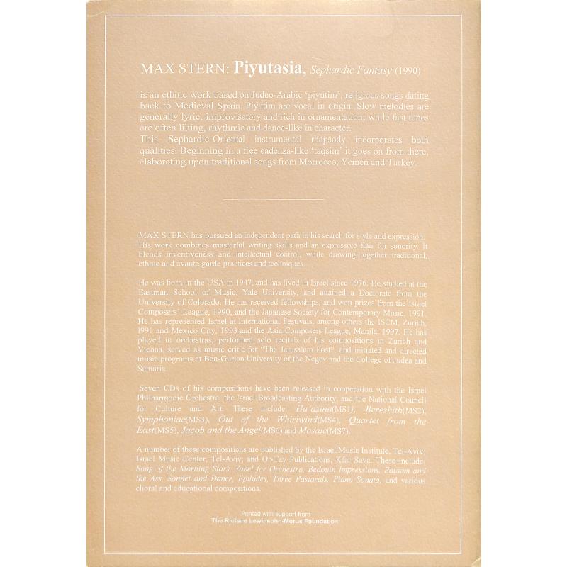 Notenbild für ORTAV 2024 - PIYUTASIA - SEPHARDIC FANTASY