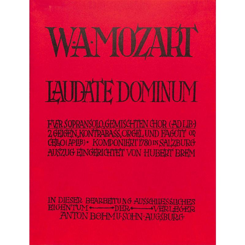 Titelbild für BOEHM 7531 - LAUDATE DOMINUM AUSGABE A KV 339