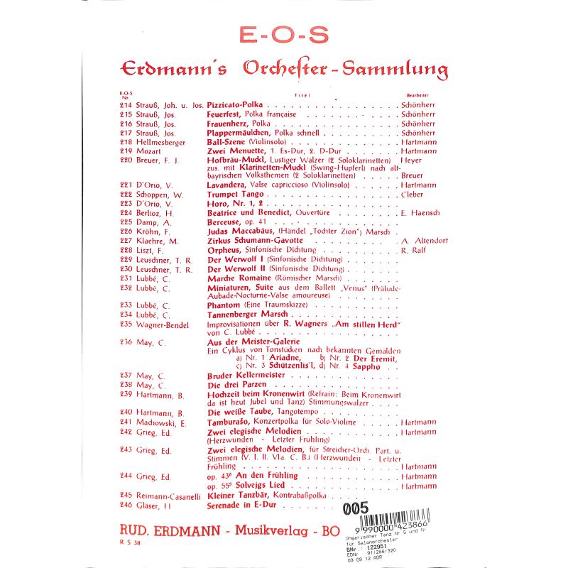 Notenbild für EOS 266 - UNGARISCHER TANZ 5 + 6