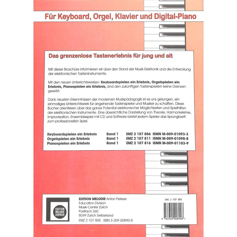 Notenbild für EMZ 2107805 - DAS TASTEN ERLEBNIS SCHNUPPERHEFT