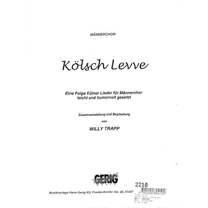 Titelbild für hgEM 1421 - KOELSCH LEVVE