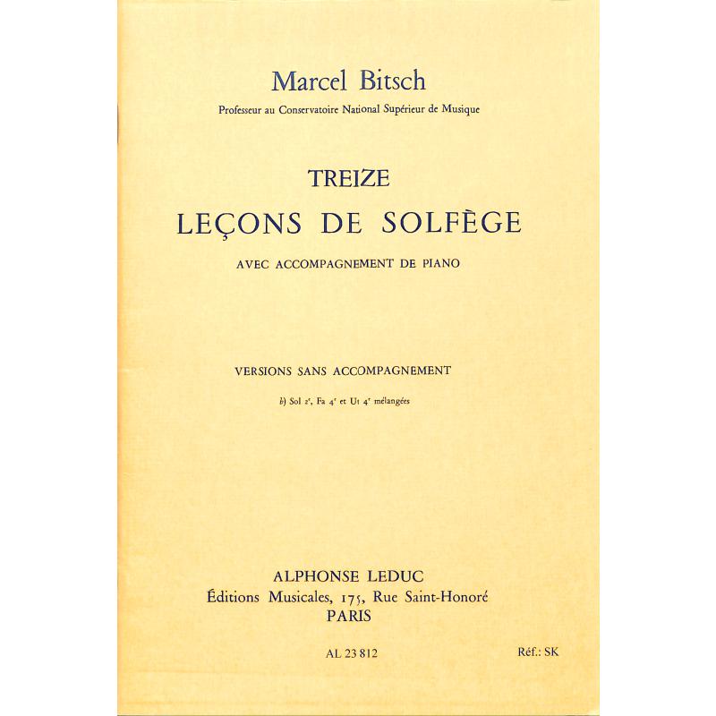 Titelbild für AL 23812 - 13 LECONS DE SOLFEGE VERSION B SANS ACCOMPAGNEMENT