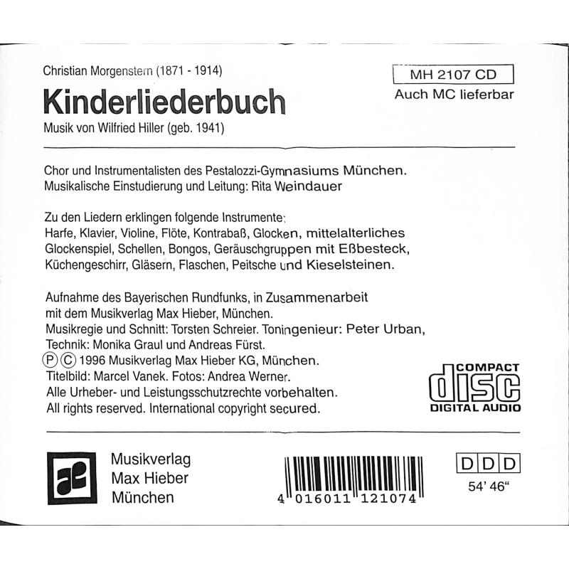 Notenbild für MH 2107-CD - CHRISTIAN MORGENSTERN KINDERLIEDERBUCH