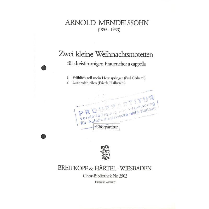 Titelbild für EBCHB 2502 - 2 KLEINE WEIHNACHTSMOTETTEN