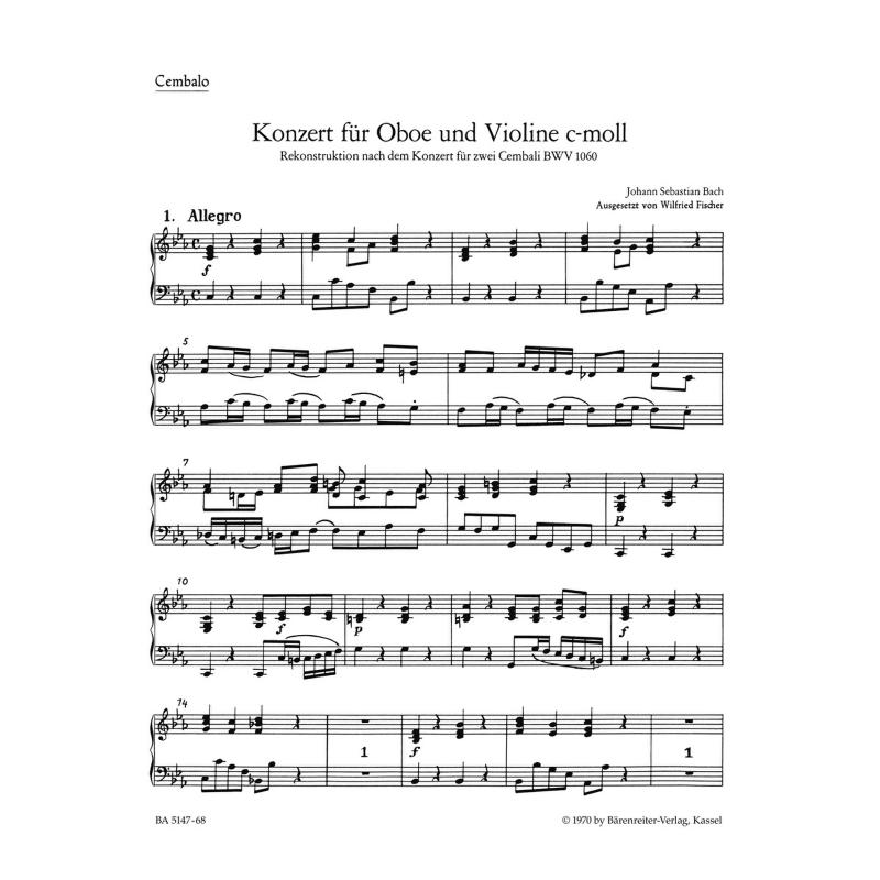 Titelbild für BA 5147-68 - Konzert c-moll nach BWV 1060