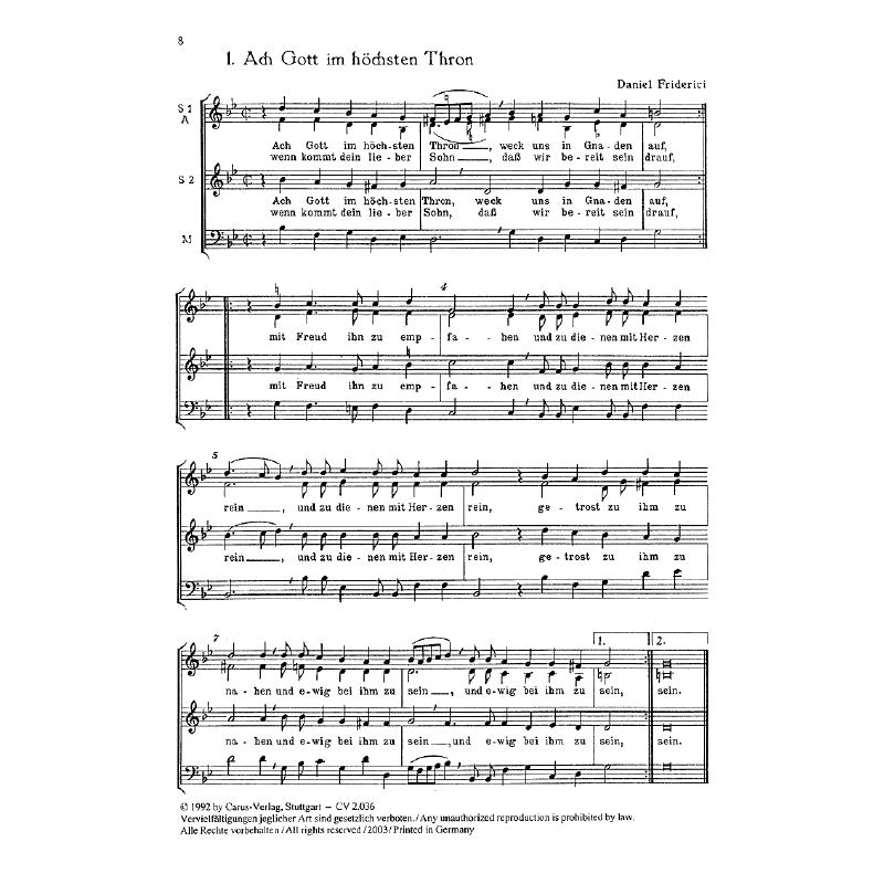 Notenbild für CARUS 2036-00 - GEISTLICHES CHORGESANGBUCH 1