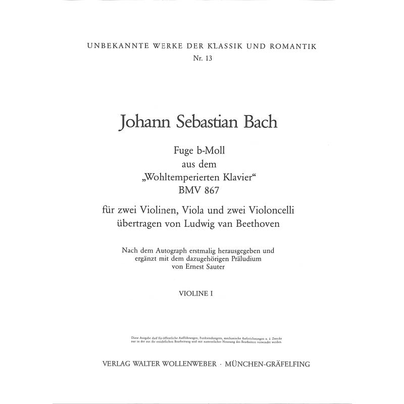 Titelbild für WW 913-VL1 - FUGE B-MOLL (WOHLTEMPERIERTES KLAVIER BWV 867)