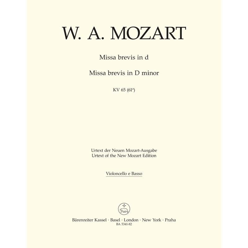 Titelbild für BA 5341-82 - Missa brevis d-moll KV 65 (61)