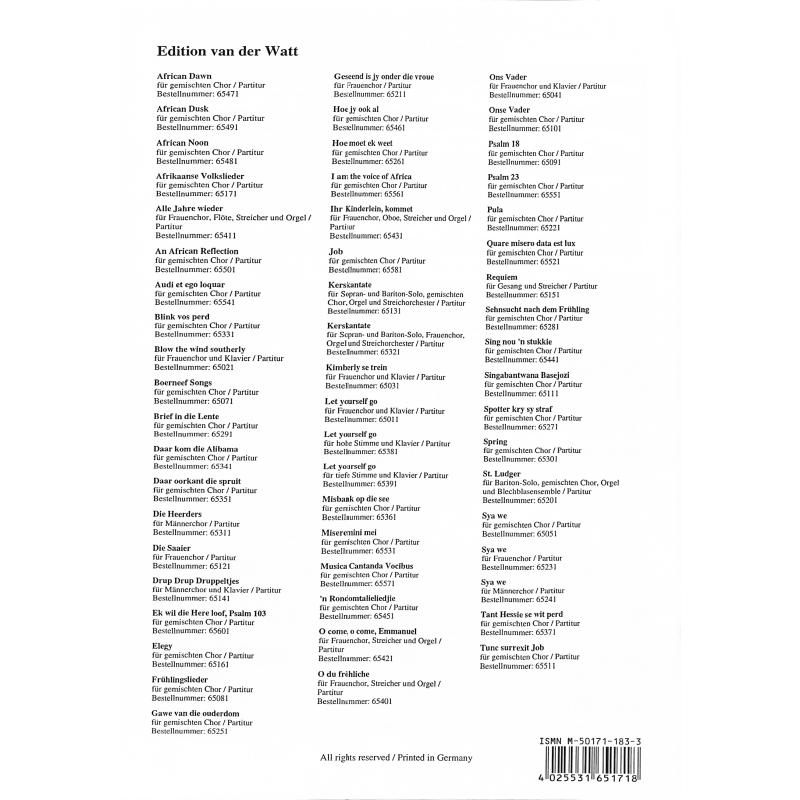 Notenbild für PROSPECT 65171 - AFRIKAANSE VOLKSLIEDER