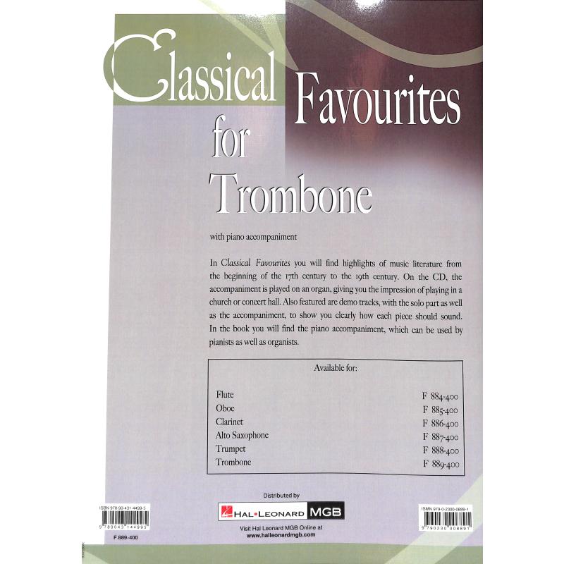 Notenbild für FENTONE 889 - CLASSICAL FAVOURITES FOR TROMBONE