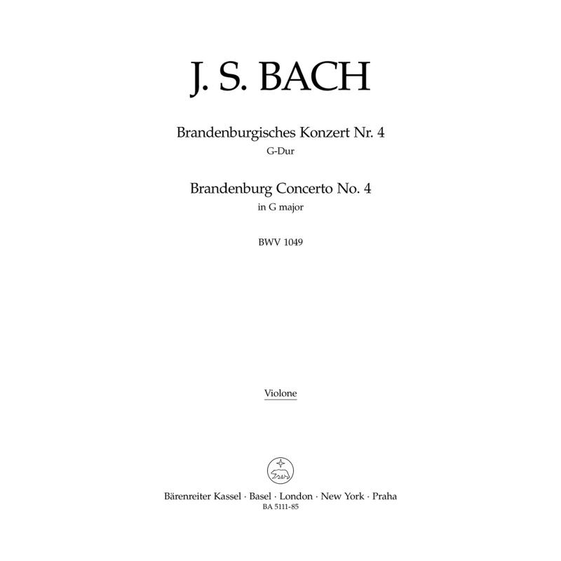 Titelbild für BA 5111-85 - BRANDENBURGISCHES KONZERT 4 G-DUR BWV 1049