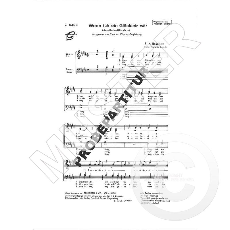 Titelbild für BOE -C1645G - WENN ICH EIN GLOECKLEIN WAER