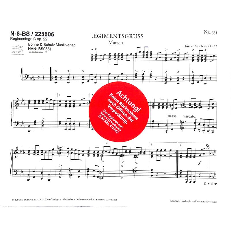 Titelbild für SCHULZ 9033101 - Regimentsgruss op 22