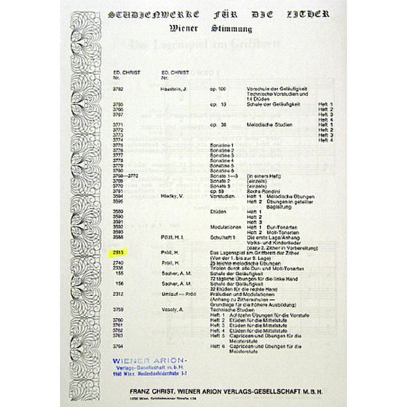 Titelbild für CHRIST 2313A - DAS LAGENSPIEL AM GRIFFBRETT DER ZITHER (VON LAGE 1 BIS LAGE 9)