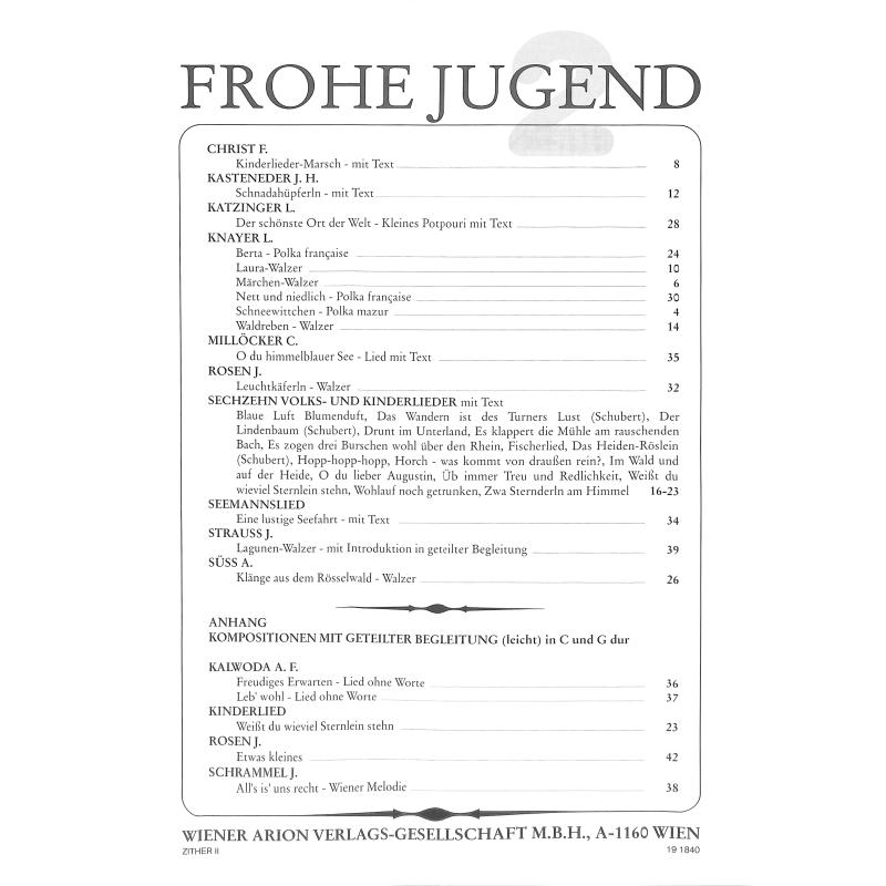 Titelbild für ARION 1754 - FROHE JUGEND 2 - LEICHTE MELODIEN UND TAENZE