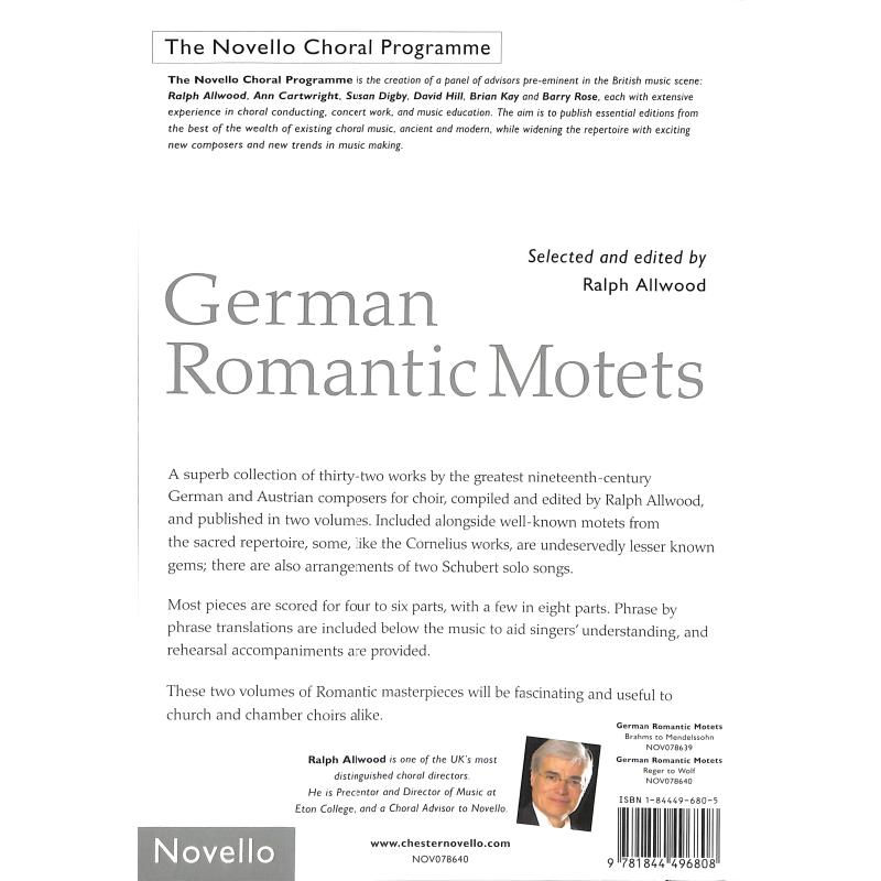 Notenbild für MSNOV 78640 - GERMAN ROMANTIC MOTETS