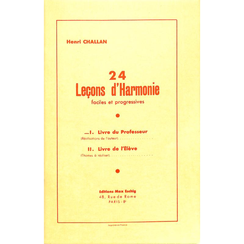 Titelbild für ME 5696 - 24 LECONS D'HARMONIE 1 - LIVRE DU PROFESSEUR