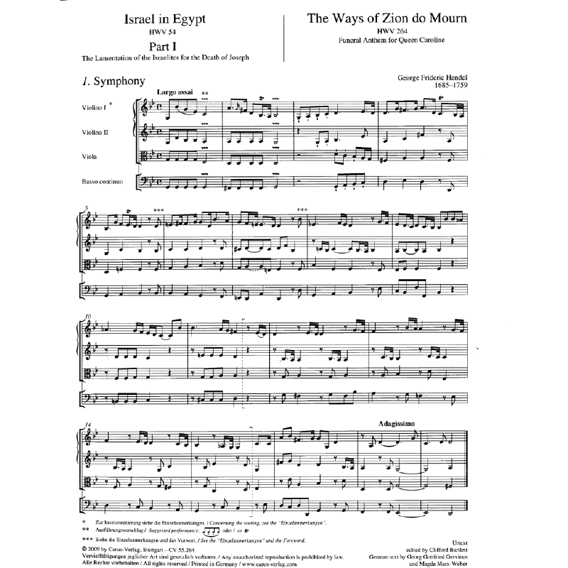 Notenbild für CARUS 55264-00 - FUNERAL ANTHEM FOR QUEEN CAROLINE HWV 264
