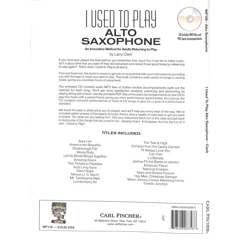 Notenbild für CF -WF116 - I USED TO PLAY ALTO SAXOPHONE